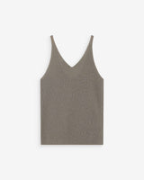 Fitted lurex strap V-neck top kaki Paillette