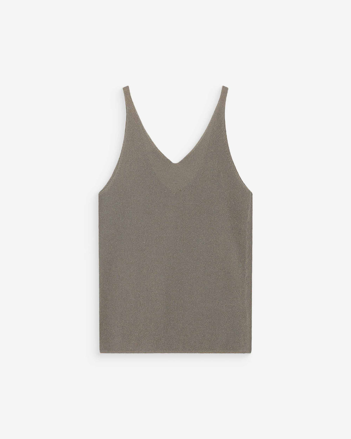 Fitted lurex strap V-neck top kaki Paillette