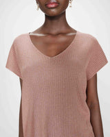 Top amplio de lurex con escote en V terracotta Vaporo