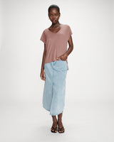 Top amplio de lurex con escote en V terracotta Vaporo