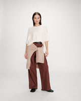 Pull oversize en laine col rond amande Vamos