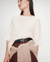 Pull oversize en laine col rond amande Vamos