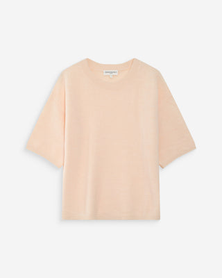 Pull oversize en laine col rond amande Vamos