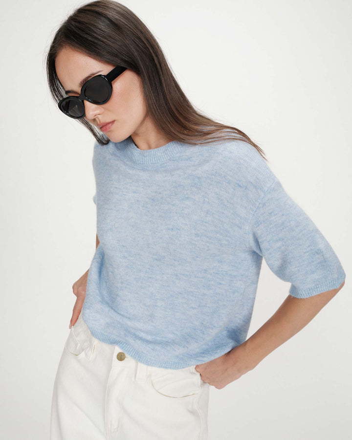 Pull oversize en laine col rond ciel Vamos