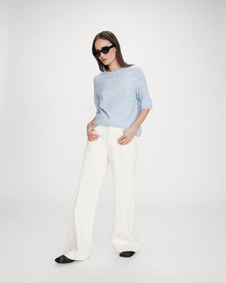 Pull oversize en laine col rond ciel Vamos