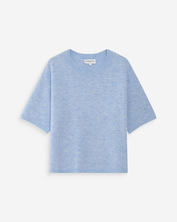 Pull oversize en laine col rond ciel Vamos