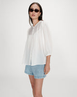 Blouse à manches ballons ample boutonnée ivoire Vanille