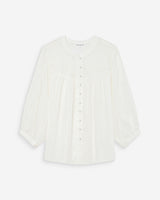 Blouse à manches ballons ample boutonnée ivoire Vanille