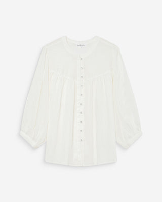 Blouse à manches ballons ample boutonnée ivoire Vanille