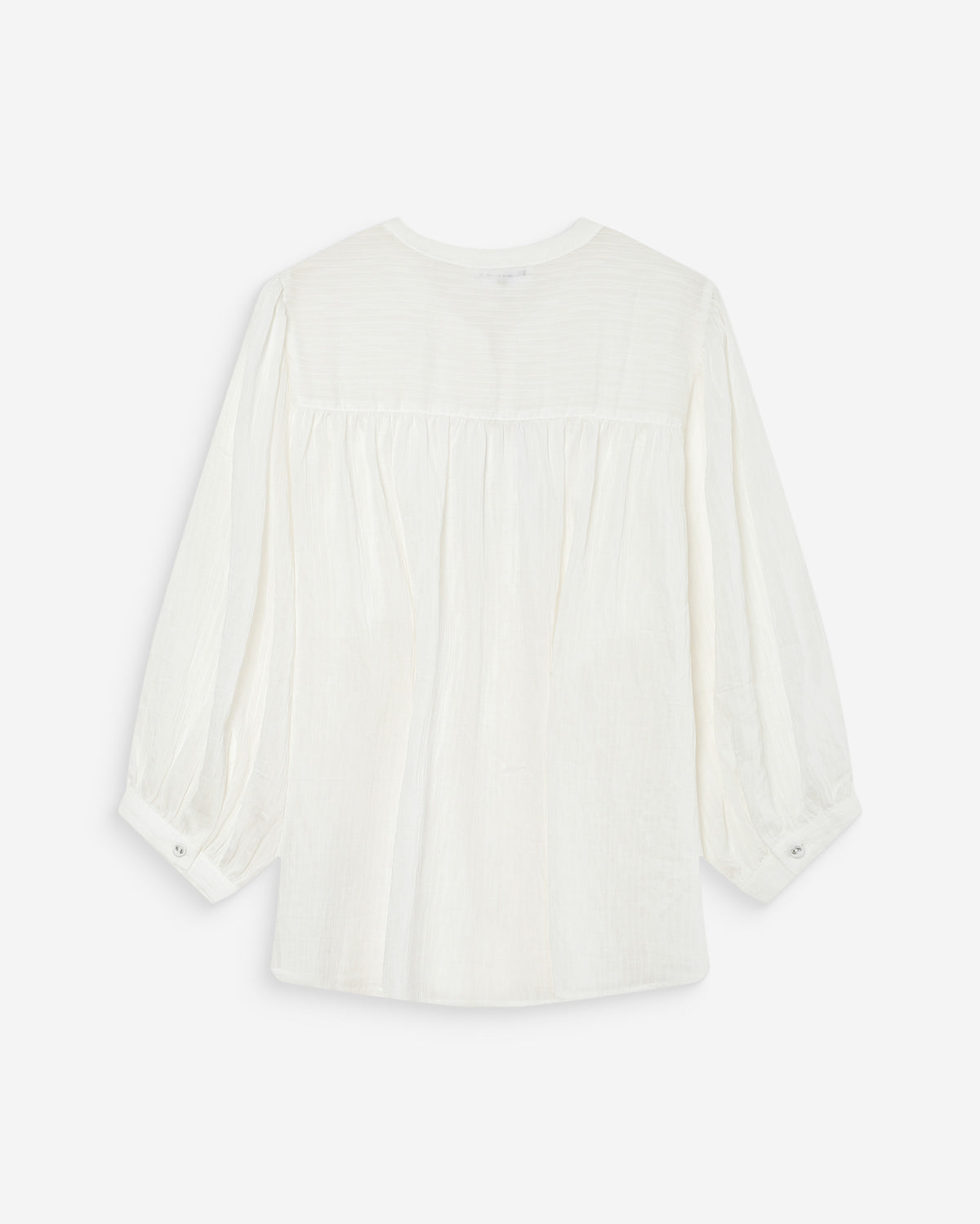 Blouse à manches ballons ample boutonnée ivoire Vanille