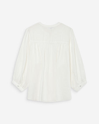 Blouse à manches ballons ample boutonnée ivoire Vanille