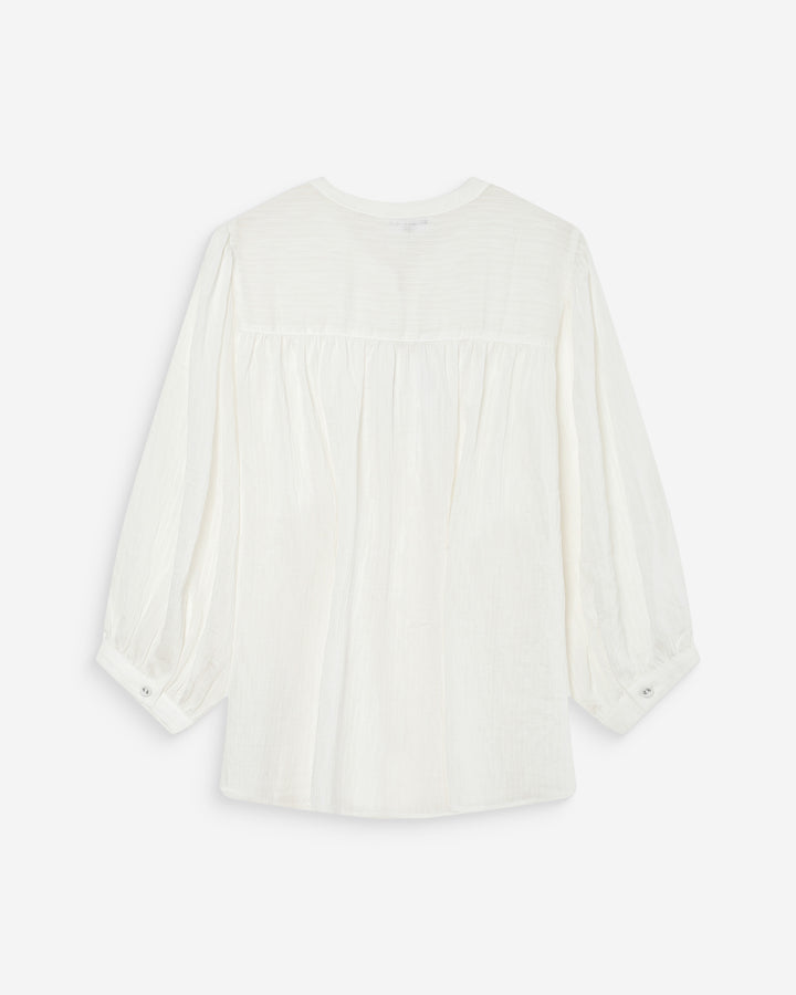 Blouse à manches ballons ample boutonnée ivoire Vanille