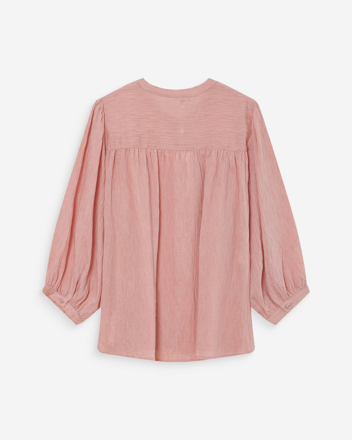 Balloon-sleeve blouse with front buttons rose Vanille