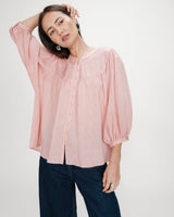 Balloon-sleeve blouse with front buttons rose Vanille