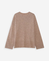Pull oversize en maille à message brodé beige Viggo