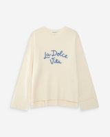 Pull oversize en maille à message brodé bleuet Viggo