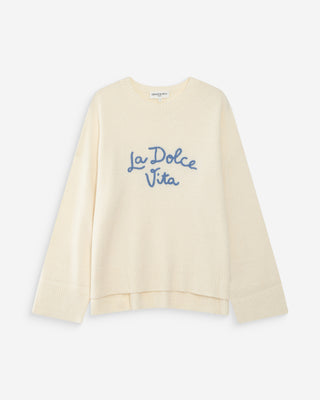 Pull oversize en maille à message brodé bleuet Viggo