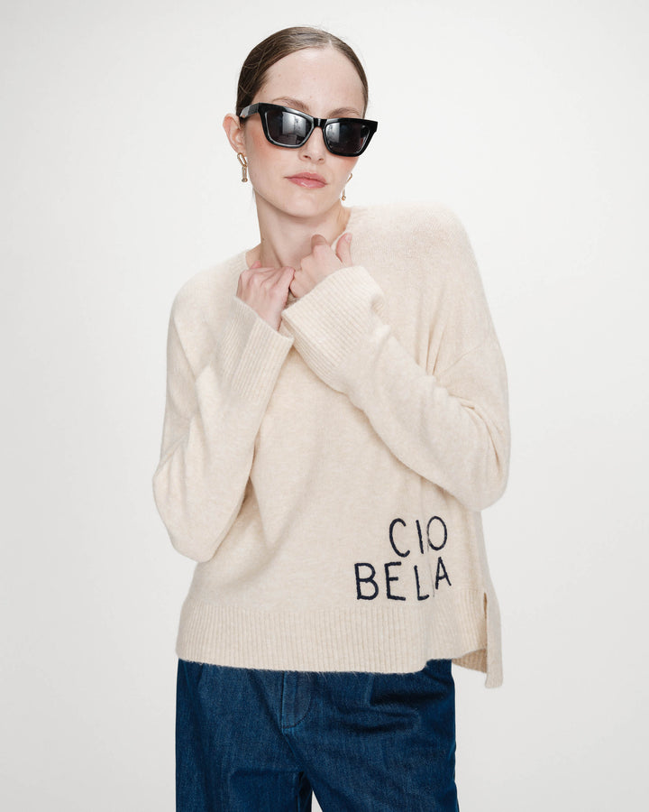 Oversized knit sweater marine Viggo