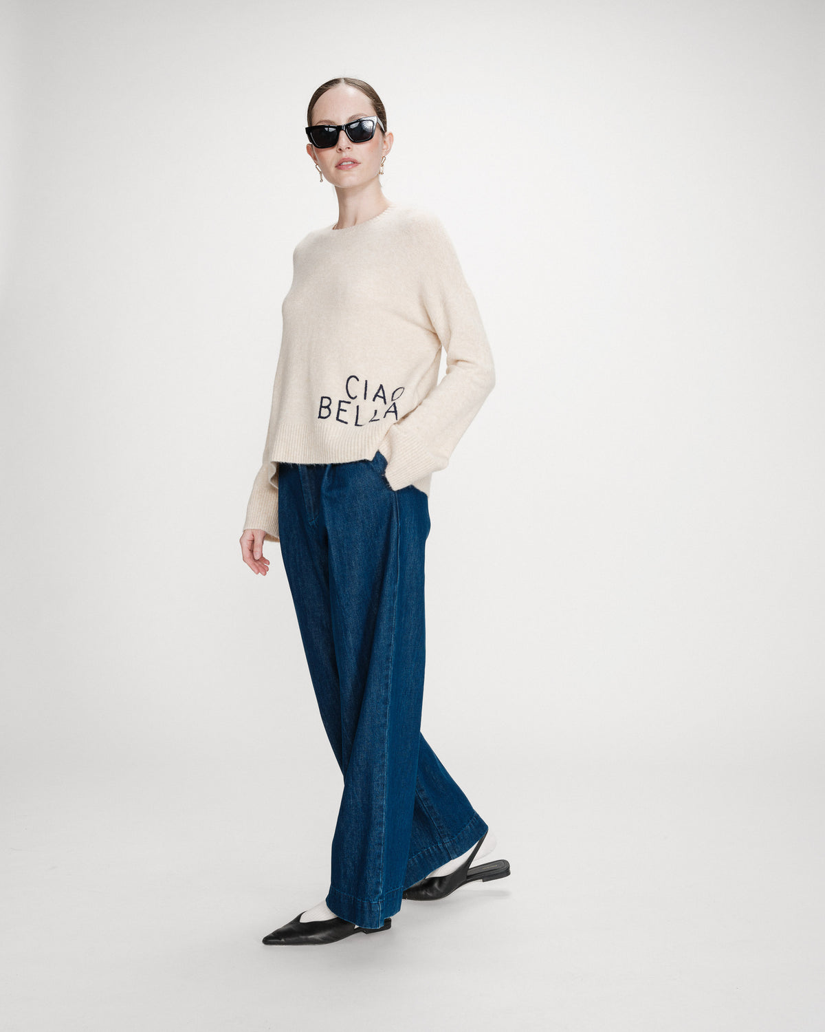 Oversized knit sweater marine Viggo