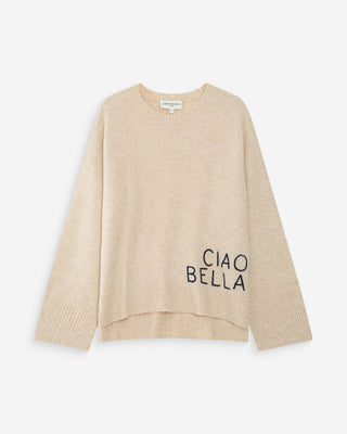 Pull oversize en maille à message brodé marine Viggo