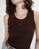 Fitted cotton jersey tank top chocolat Valou