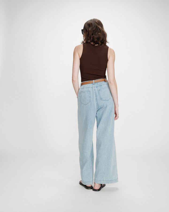 Fitted cotton jersey tank top chocolat Valou