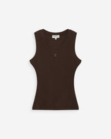 Fitted cotton jersey tank top chocolat Valou