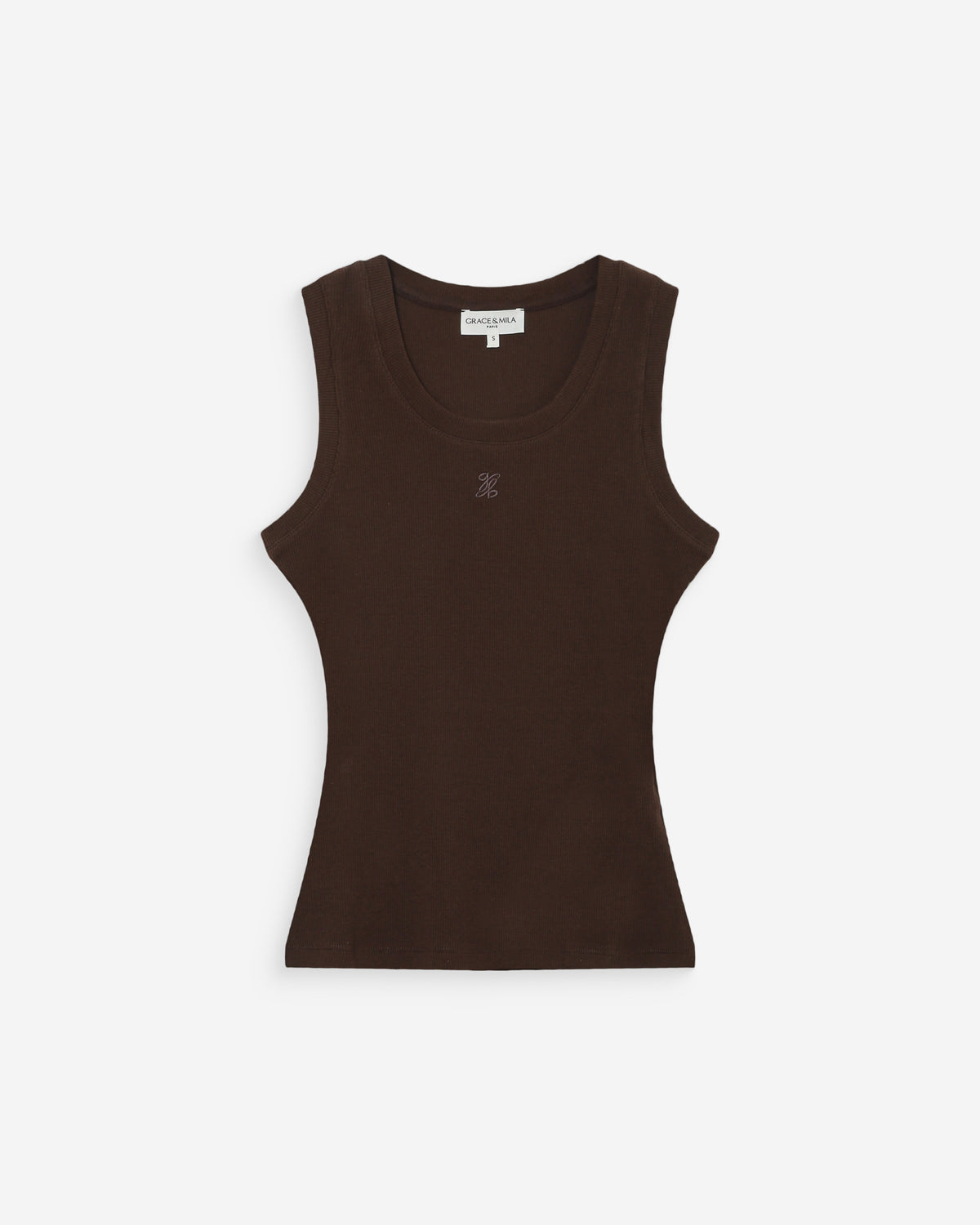 Fitted cotton jersey tank top chocolat Valou