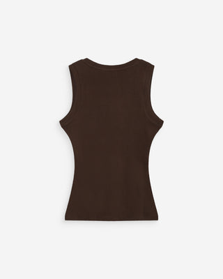 Débardeur ajusté brodé en jersey de coton chocolat Valou