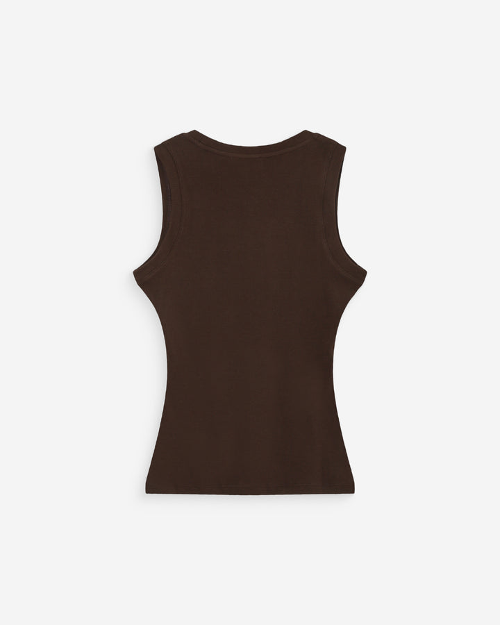 Fitted cotton jersey tank top chocolat Valou