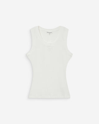 Débardeur ajusté brodé en jersey de coton ivoire Valou