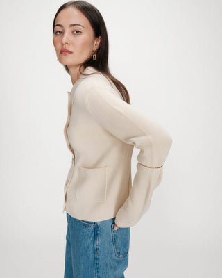 Cardigan boutonné à col chemise avec poches amande Maelys