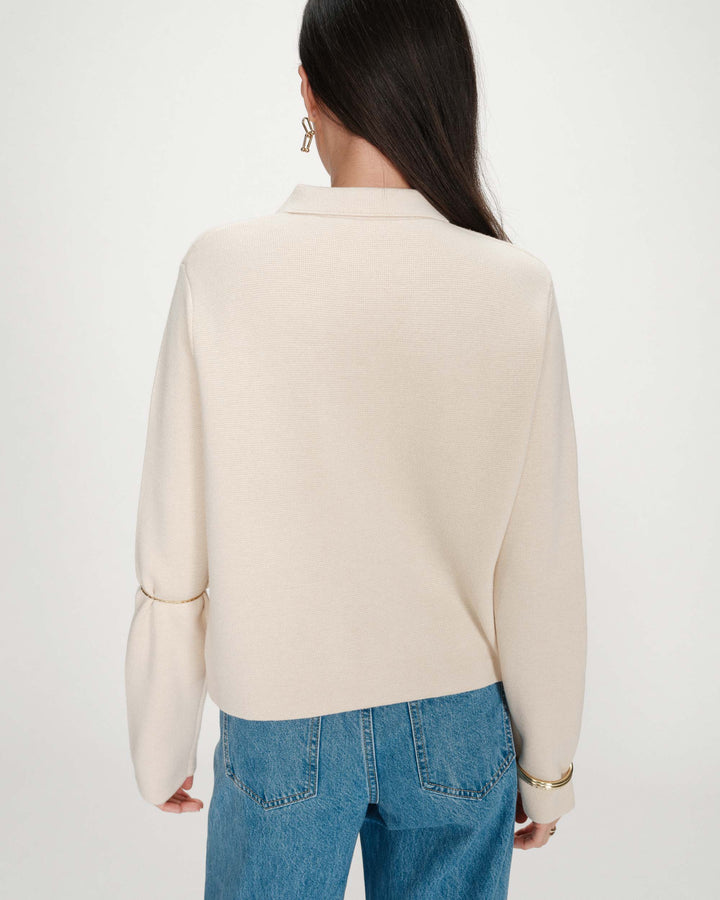 Cardigan boutonné à col chemise avec poches amande Maelys