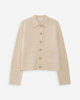 Cardigan boutonné à col chemise avec poches amande Maelys