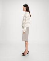 Cardigan boutonné à col chemise avec poches ecru Maelys