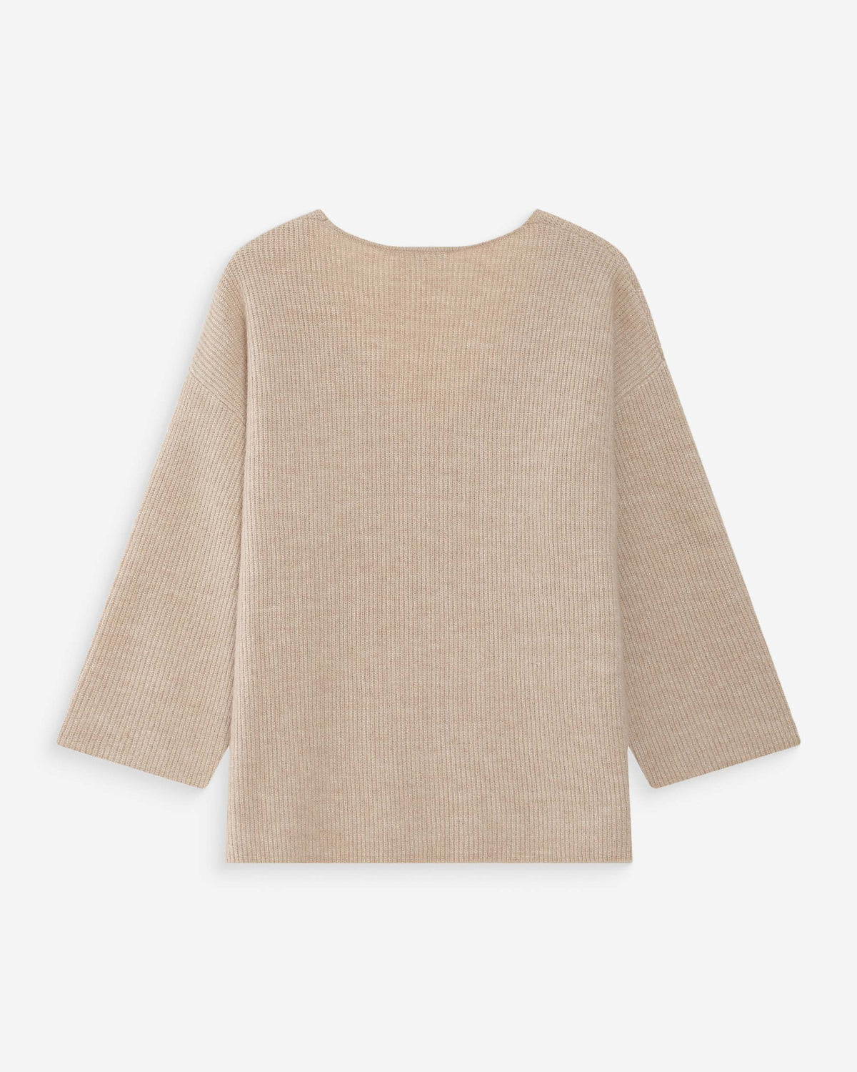 Oversized V-neck 3/4 sleeve sweater beige Vicenzo
