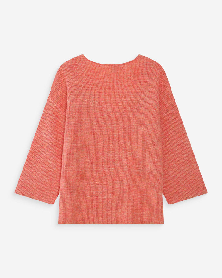 Oversized V-neck 3/4 sleeve sweater corail Vicenzo