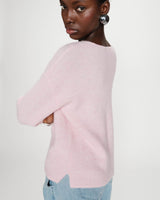 Oversized V-neck 3/4 sleeve sweater rose Vicenzo
