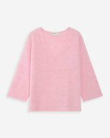 Oversized V-neck 3/4 sleeve sweater rose Vicenzo