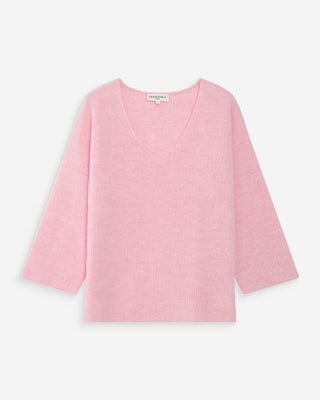 Oversized V-neck 3/4 sleeve sweater rose Vicenzo