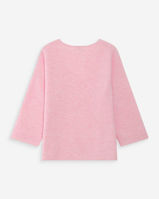 Oversized V-neck 3/4 sleeve sweater rose Vicenzo