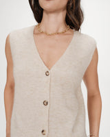 Sleeveless V-neck cardigan with buttons sable Nars