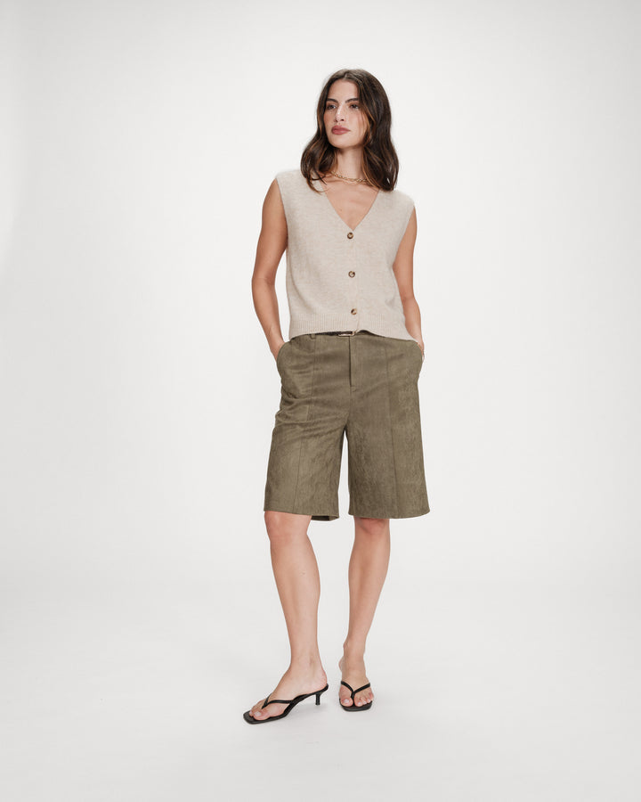 Sleeveless V-neck cardigan with buttons sable Nars