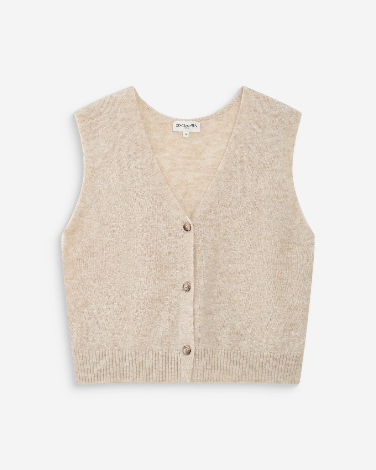 Sleeveless V-neck cardigan with buttons sable Nars