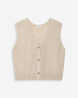 Sleeveless V-neck cardigan with buttons sable Nars