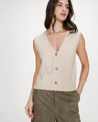 Sleeveless V-neck cardigan with buttons sable Nars