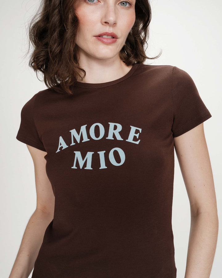 Camiseta ajustada de algodón chocolat Valerio