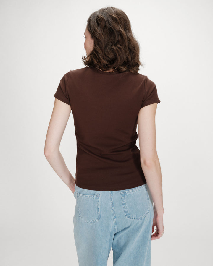 Camiseta ajustada de algodón chocolat Valerio