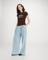 Camiseta ajustada de algodón chocolat Valerio