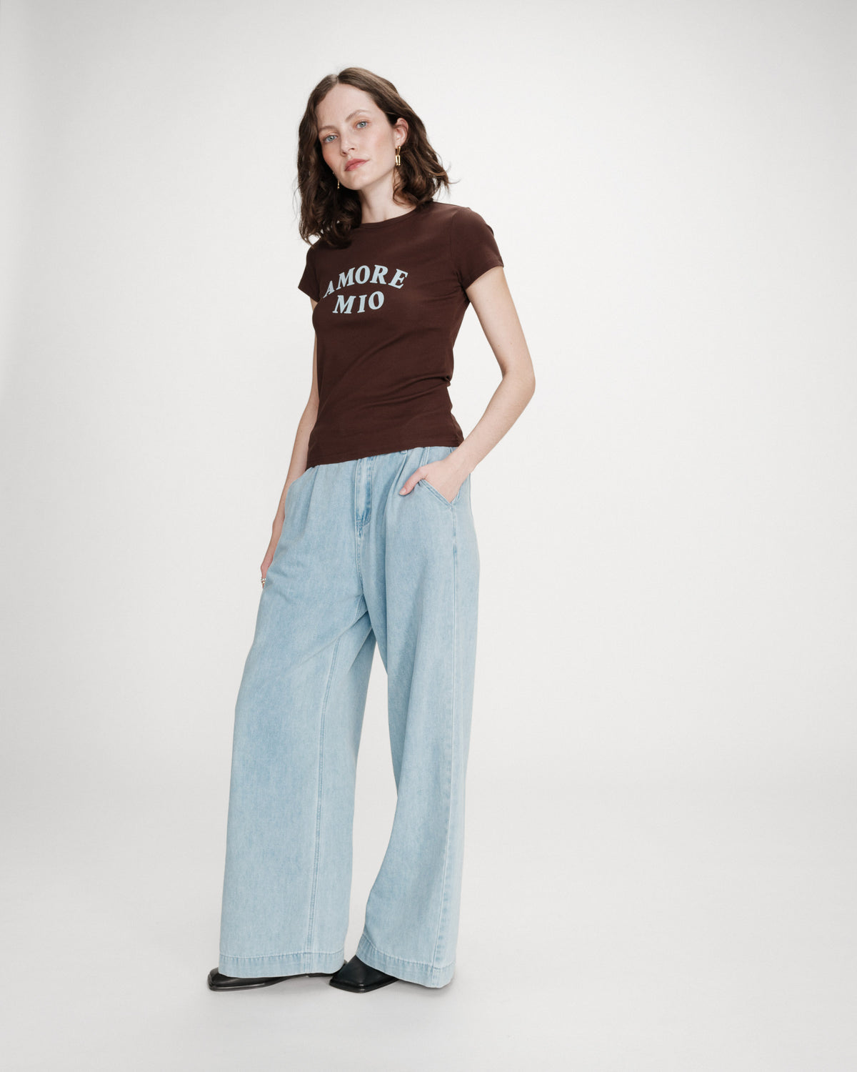 Camiseta ajustada de algodón chocolat Valerio